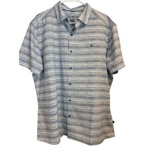 Kuhl Mens Blue White Striped Short Sleeve Button Down Shirt Large Gorpcore